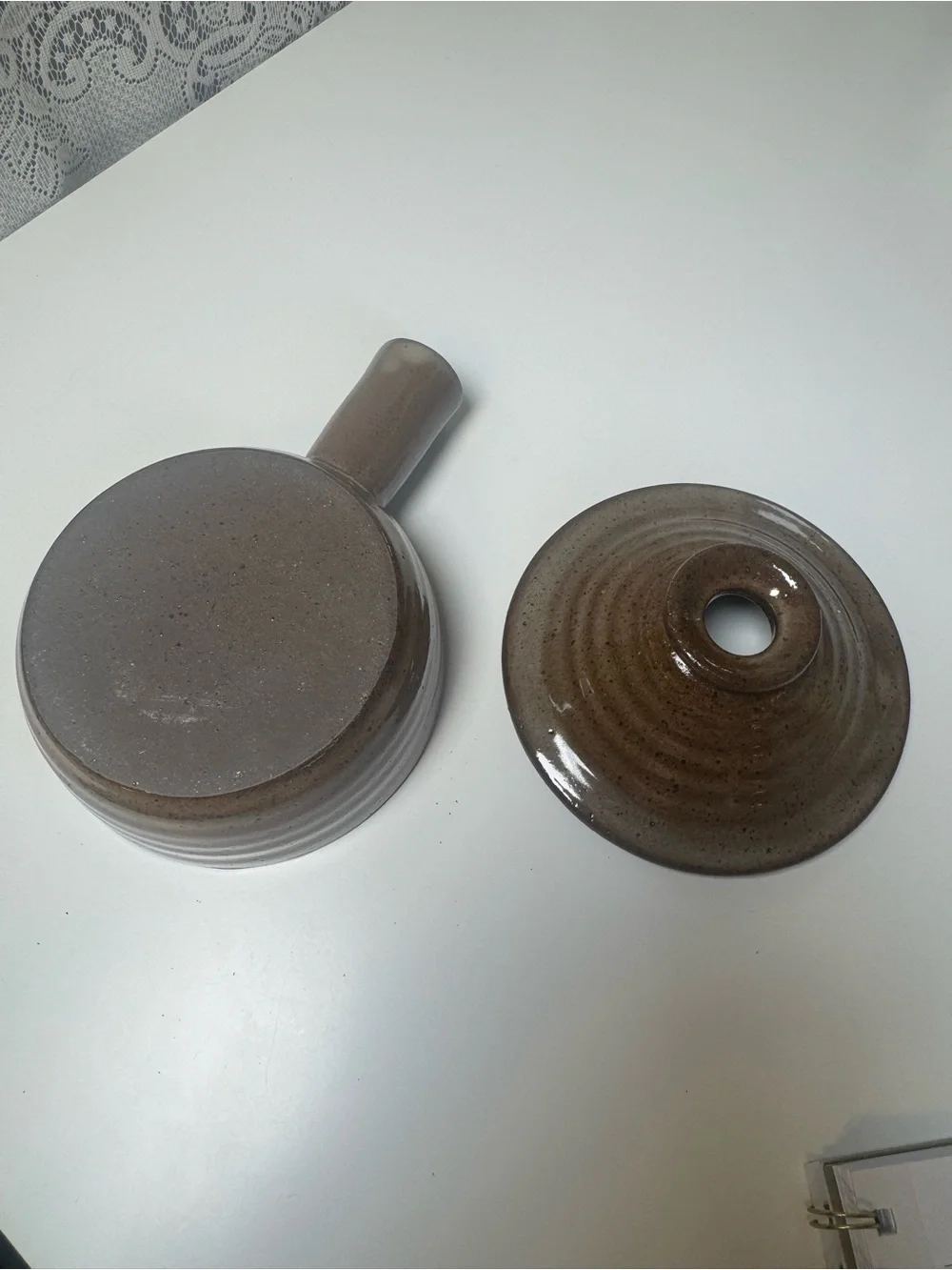 Stoneware Side-Handled Casserole with Lid - Brown